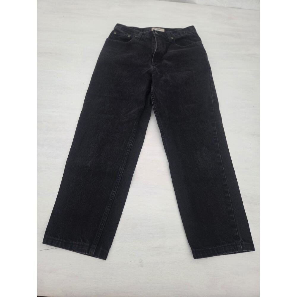 VTG LL Bean Jeans Womens 10 Reg Black Denim High Rise Straight Classic Fit Mom